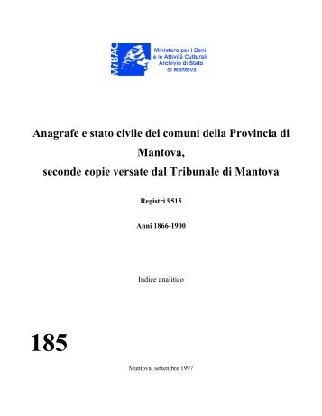 Anagrafe e stato civile dei comuni della Provincia di Mantova ...