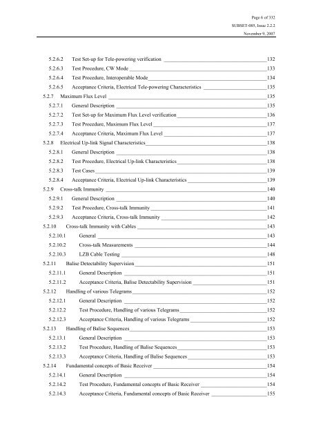 Test Specification for Eurobalise FFFIS