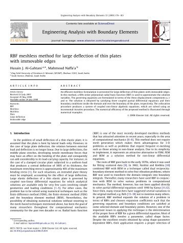 RBF meshless method for large deflection of thin plates with ...