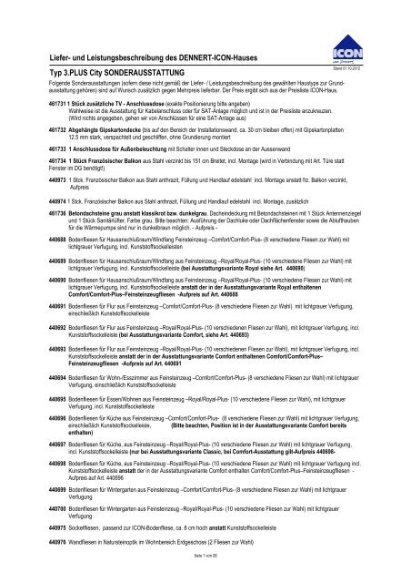 Liefer Und Leistungsbeschreibung Des Dennert Icon Hauses