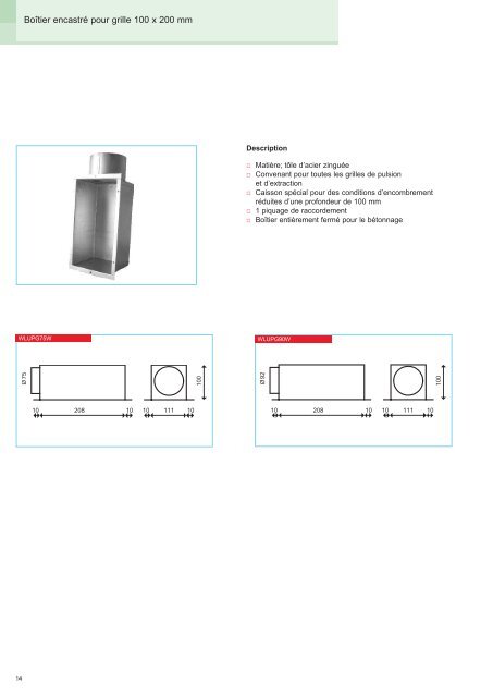 Ventilation de confort. Accesoires systÃ¨me 1.0