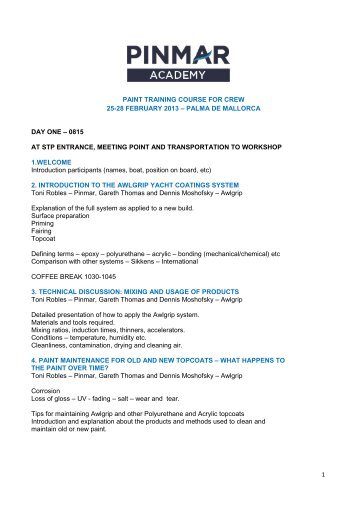 1 paint training course for crew 25-28 february 2013 ... - Pinmar