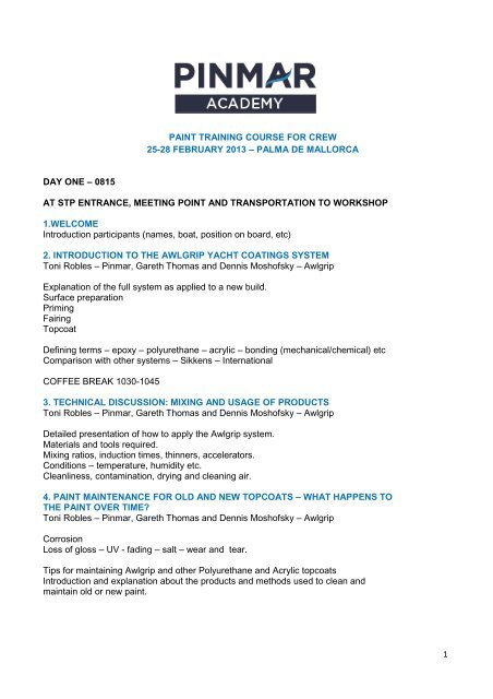 1 paint training course for crew 25-28 february 2013  - Pinmar