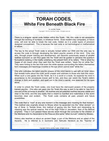TORAH CODES, - Kosher Torah