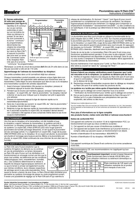 PluviomÃ¨tres sans fil Rain-ClikTM Instructions d ... - Hunter Industries