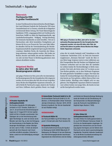 Teichwirtschaft + Aquakultur - fischmagazin.de