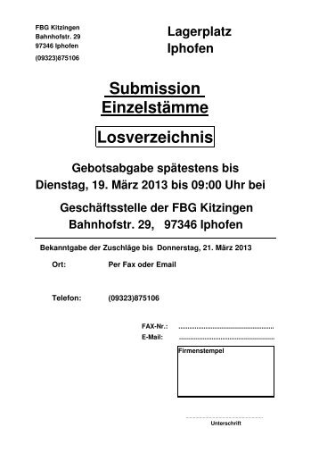 Losverzeichnis Submission Einzelstämme - fbg-nea.de