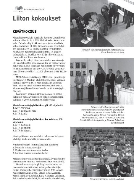 Toimintakertomus 2010 [pdf, 13,8 mt] - MTK