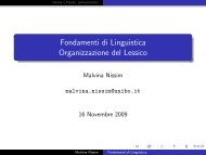 Fondamenti di Linguistica Organizzazione del Lessico