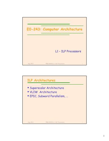 L1: ILP Processors - SERC