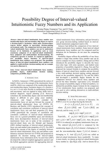 Possibility Degree of Interval-valued Intuitionistic Fuzzy Numbers ...