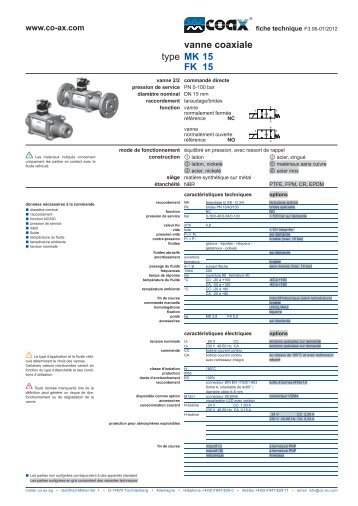 type vanne coaxiale MK 15 FK 15 - müller co-ax ag