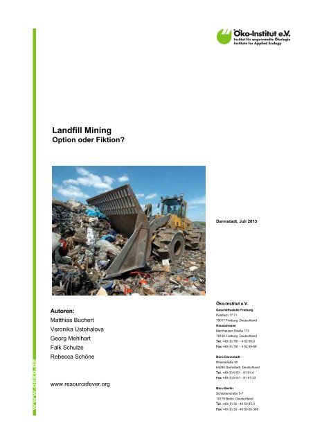 Landfill Mining - Option oder Fiktion? - Öko-Institut eV