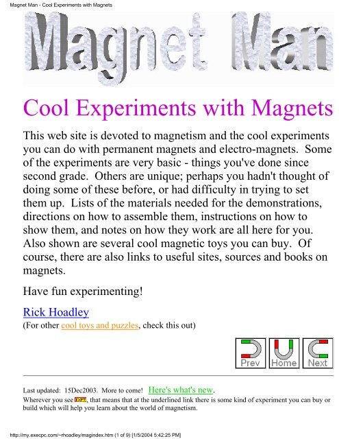 Cool Experiments with Magnets - Pole Shift Survival Information