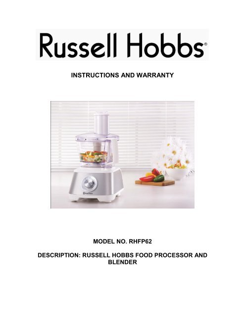 INSTRUCTIONS AND WARRANTY - Russell Hobbs