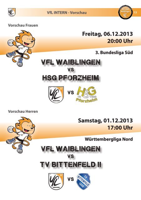 Freiwurf 23.11.2013 Frauen - VfL Waiblingen