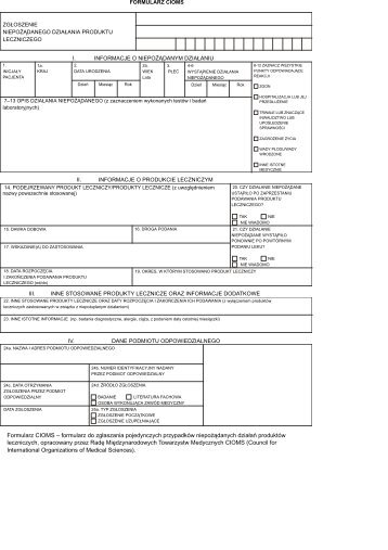 FORMULARZ CIOMS