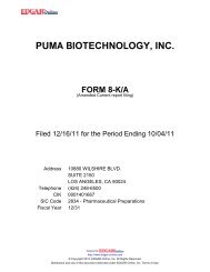 PUMA BIOTECHNOLOGY, INC. FORM 10-K 