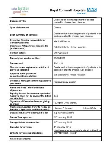 Guidelines for the management of ascites related to chronic liver ...