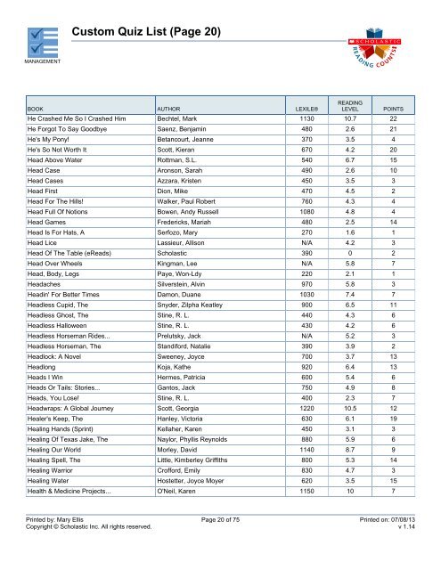 Custom Quiz List - Volusia County Schools