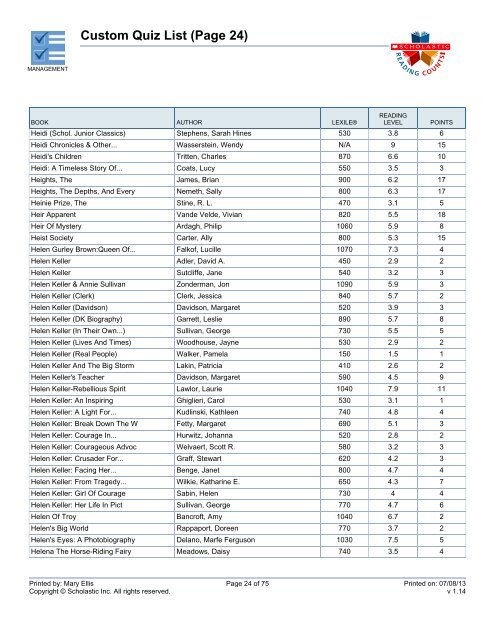 Custom Quiz List - Volusia County Schools