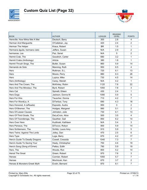 Custom Quiz List - Volusia County Schools