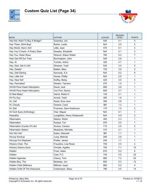 Custom Quiz List - Volusia County Schools