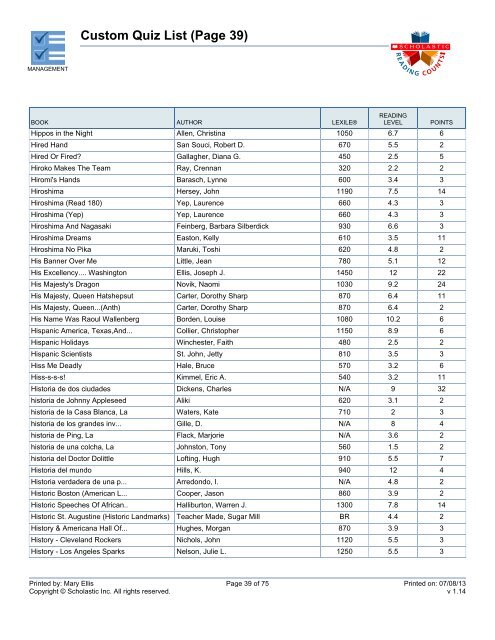 Custom Quiz List - Volusia County Schools