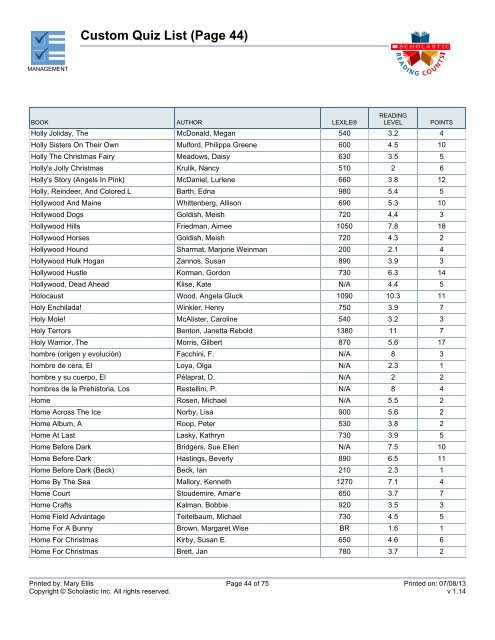 Custom Quiz List - Volusia County Schools