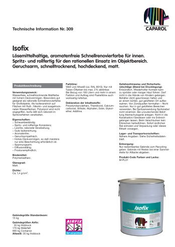 Isofix Lösemittelhaltige, aromatenfreie Schnellrenovierfarbe für ...
