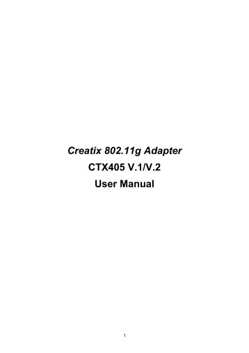 Creatix 802.11g Adapter CTX405 V.1/V.2 User Manual