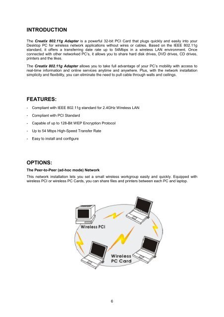 Creatix 802.11g Adapter CTX405 V.1/V.2 User Manual