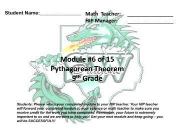 Module #6 of 15 Pythagorean Theorem 9th Grade