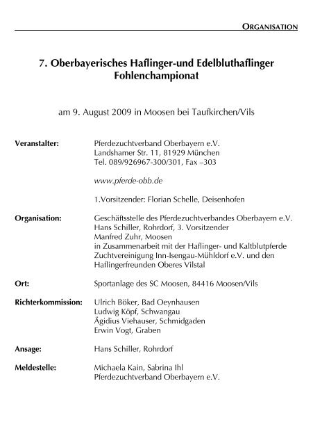 Katalog Moosen 2009 - Pferdezuchtverband Oberbayern eV