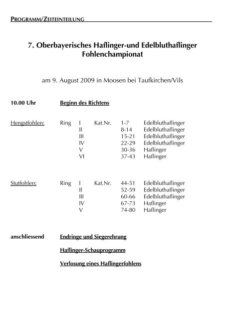 Katalog Moosen 2009 - Pferdezuchtverband Oberbayern eV