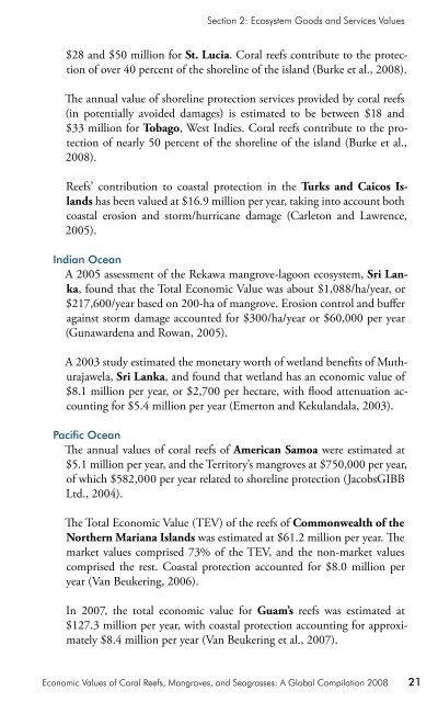 Economic Values of Coral Reefs, Mangroves, and Seagrasses A ...