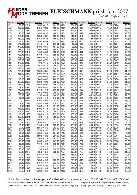 Fleischmann Verkoopprijslijst 200 - Fleischmann-HO