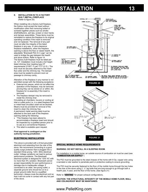 P22 2004 Manual - Wood Pellet Stoves