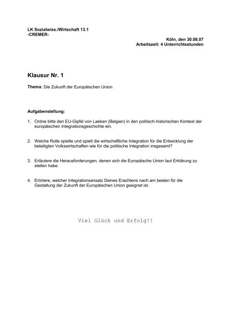 Klausur Nr. 1 - Sw-cremer.de