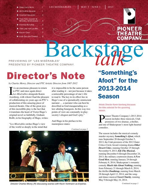 Director's Note - Pioneer Theatre Company