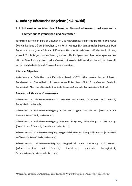 Schlussbericht (PDF) - Nationales Forum Alter und Migration