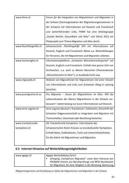 Schlussbericht (PDF) - Nationales Forum Alter und Migration