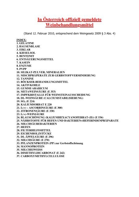 In A Sterreich Offiziell Gemeldete Weinbehandlungsmittel