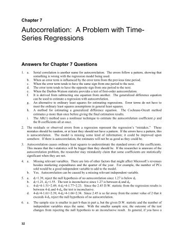 Autocorrelation: A Problem with Time- Series Regressions