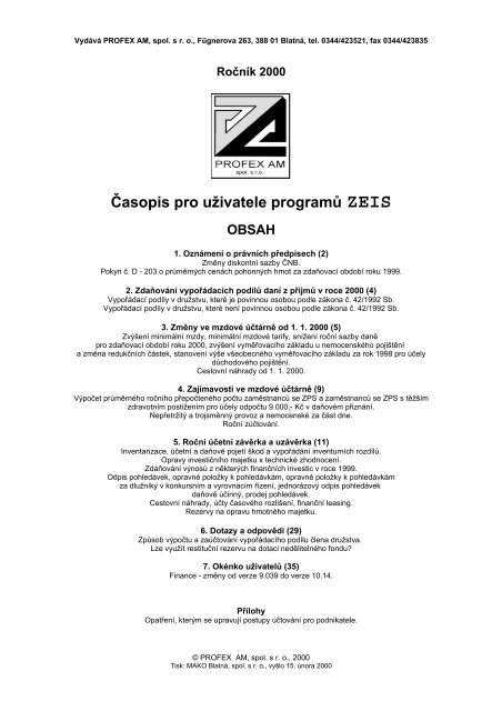 Casopis PROFEX 2/2000 - Profex AM, spol. s ro