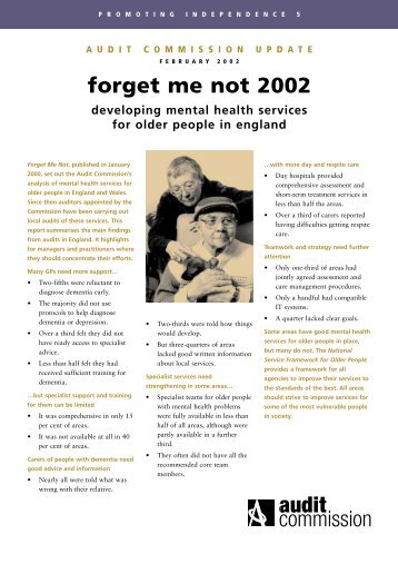 forget me not 2002 - Audit Commission