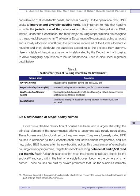 Integrating Poor Populations in South African Cities - Agence ...