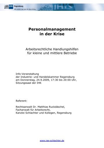 Personalmanagement in der Krise - Schlachter & Kollegen