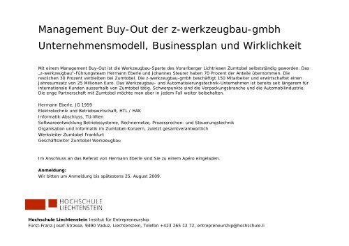 Management Buy-Out Unternehmensmodell, Businessplan und ...