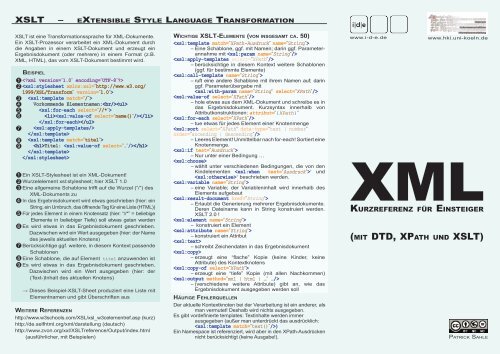 XML-Kurzreferenz